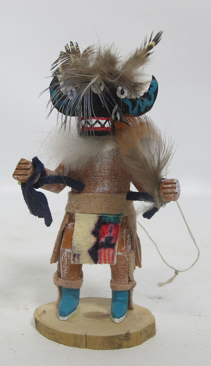 Vintage Signed Native American Hopi Nataska Ogre Kachina Carved Wood 