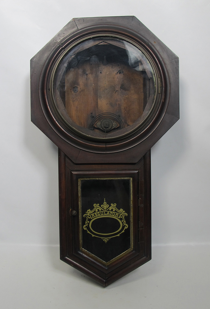 Antique Wooden Drop Down Regulator Wall Clock CASE Shabby Chic